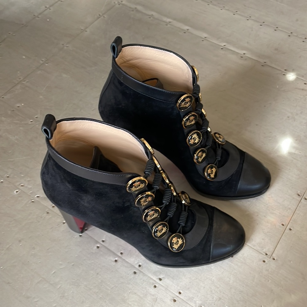 christian louboutin caval 85 boot suede bootie sz 38.5 preowned - Picture 2 of 11